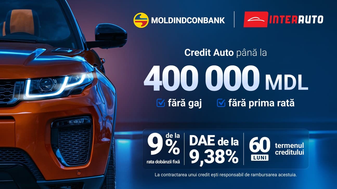 Credit auto 0 lei prima rată la InterAuto - Finanțare avantajoasă prin Moldindconbank